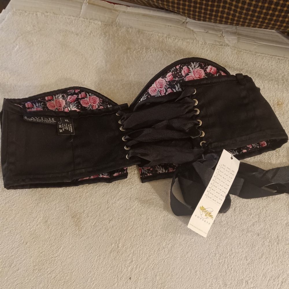 NWT Lavish by Daisy Rose Dark Floral Strapless Corset Sz XL - Picture 3 of 6
